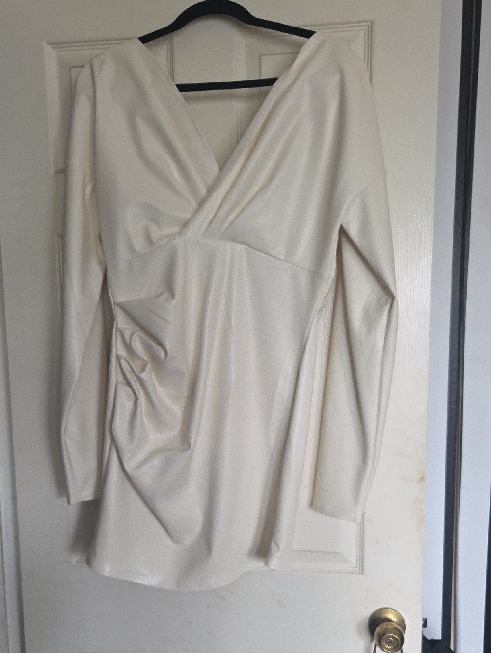 AKIRA Cream PU Dress with Exposed Silver Hardware
